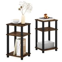 Mesa final Furinno Just 3 camadas Turn-N-Tube Amber Pine/Black