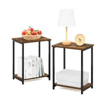 Mesa final Furinno Simplistic Metal Frame, pacote com 2 unidades, Amber Pine