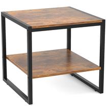 Mesa final Homieasy de 50 cm quadrada com prateleiras de armazenamento de 2 camadas