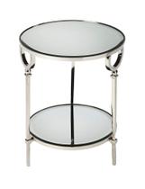 Mesa final Offex Modern, vidro espelhado chanfrado, redondo, prata Mesa final Offex Modern, vidro espelhado chanfrado, redondo, prata