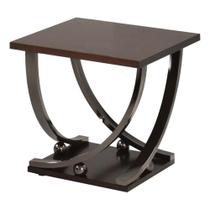 Mesa final quadrada de metal Acme Isiah com prateleira em níquel preto