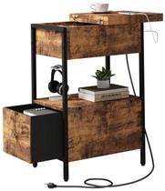 Mesa final SOOWERY com estação de carregamento, gabinete flip top