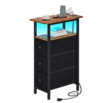 Mesa final TRIFEBLE com estação de carregamento, 3 gavetas de tecido Mesa final TRIFEBLE com estação de carregamento, 3 gavetas de tecido