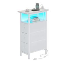 Mesa final TRIFEBLE com estação de carregamento, luz LED de 3 gavetas Mesa final TRIFEBLE com estação de carregamento, luz LED de 3 gavetas