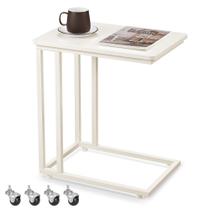 Mesa final VASAGLE Bandeja de TV em forma de C com creme Rolling Casters