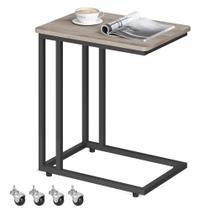 Mesa final VASAGLE Bandeja de TV em forma de C com rodízios rolantes cinza