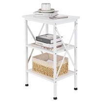 Mesa final VECELO, 61 cm de altura, X-Design, 3 camadas de armazenamento, branca Mesa final VECELO, 61 cm de altura, X-Design, 3 camadas de armazenamento, branca