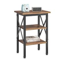 Mesa final VECELO 61 cm, rústico, marrom, X-Design, prateleiras de 3 camadas