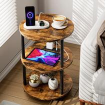 Mesa final xBurmo Small Round de 3 camadas com portas USB e tomada