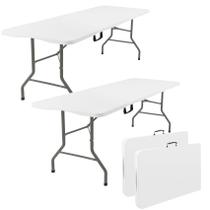Mesa Fivenl 2 Unidades Dobrável Portátil de Aço Branco 183 cm Mesa Fivenl 2 Unidades Dobrável Portátil de Aço Branco 183 cm