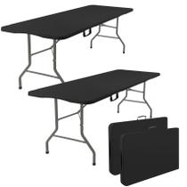 Mesa Fivenl Dobrável Portátil 2 Unidades 183 cm Aço Preto Mesa Fivenl Dobrável Portátil 2 Unidades 183 cm Aço Preto