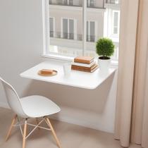 Mesa Fixa de Parede Suspensa 60x30cm Branca Compacta para Escritório, Quarto e Cozinha