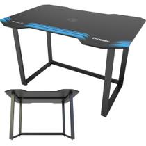 Mesa Fortrek Gamer Suporte Tampo Mdf e Aço Reforçado Escrivaninha Tamanho Grande Cor Azul e Preto Com Pés Niveladores