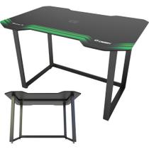 Mesa Fortrek Gamer Suporte Tampo Mdf e Aço Reforçado Escrivaninha Tamanho Grande Cor Verde e Preto Com Pés Niveladores