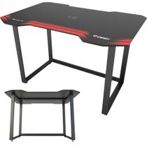 Mesa Fortrek Gamer Suporte Tampo Mdf e Aço Reforçado Escrivaninha Tamanho Grande Cor Vermelho e Preto Com Pés Niveladores