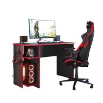 Mesa Gamer 2 Prateleiras Vermelho com Preto Fosco Qmovi