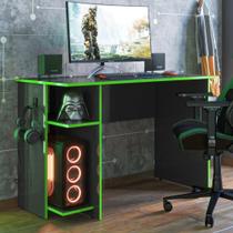 Mesa Gamer com Suporte de Fone Zalie Preto Verde