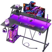 Mesa gamer em L Korfile 47" com LED e tomada