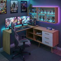 Mesa Gamer em L para Computador com 3 Gavetas Nexus Multimóveis MP6048