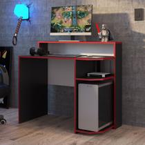 Mesa Gamer Escrivaniha 1,00m Preto com Vermelho Power MG1000 Art in Móveis
