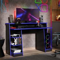 Mesa Gamer Escrivaninha Mesa De Computador Xp - Preto/Azul - MOVEBRINQUE