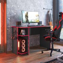 Mesa Gamer Escrivaninha Para Computador Pc Notebook Estudo E Trabalho Qmovi Preto e Vermelho