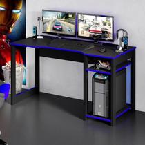 Mesa Gamer Escrivaninha Tecno Reversível Preto Azul Mesa Gamer Escrivaninha Tecno Reversível Preto Azul