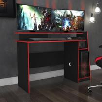 Mesa Gamer Evolution com 3 Nichos - Preto/Vermelho