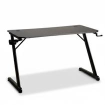Mesa Gamer Husky Snow, Preto - Superfície em Fibra de Carbono, Suporte para Headset e Copo, Resistente à Umidade - HDG100