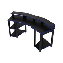 Mesa Gamer Para 2 Monitores 186,6x89,5x70 cm Preto/Azul - Tecnomobili