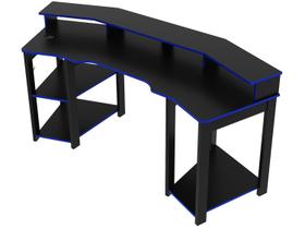 Mesa Gamer para 2 Monitores 3 Prateleiras Preto/Azul Me4167 - Tecno Mobili Mesa Gamer para 2 Monitores 3 Prateleiras Preto/Azul Me4167 - Tecno Mobili