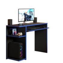 Mesa Gamer Para Computador Com Suporte Para Teclado Deslizante E Bordas Coloridas Preto azul