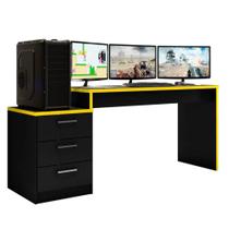 Mesa Gamer Para Computador Desk X5- Preto /Amarelo - Larbelle - Larbelle Móveis