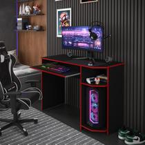 Mesa Gamer Para Escritorio PC Gamer Preto Fosco/ vermelho