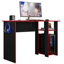 Mesa Gamer Slim com suporte para CPU Preto/Vermelho - Peternella