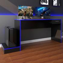 Mesa Gamer Stone Ideal para 2 Monitores Preto/Azul - Pnr Móveis