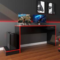 Mesa Gamer Stone Ideal Para 2 Monitores Preto/vermelho - Pnr Móveis