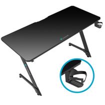 Mesa Gamer ThunderX3 Base Aço Reforçado Cor Preto Com Suporte de Headset e Copo Superfície de Mouse Pad de Microfibra