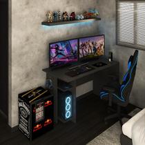 Mesa Gamer Vênus 2 Prateleiras Preto Fosco - Panorama Móveis Mesa Gamer Vênus 2 Prateleiras Preto Fosco - Panorama Móveis