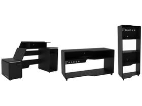 Mesa Gamer XT Racer Space Two + Rack para TV até - 50” Max Air + Estante Gamer 3 Prateleiras