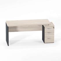 Mesa Gerência Com Pé Gaveteiro 03 Gavetas PE 40 Pandin 1,64 x 0,60 M Casablanca e Grafito