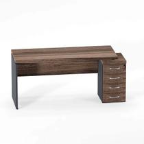 Mesa Gerência Com Pé Gaveteiro 04 Gavetas PE 40 Pandin 1,64 x 0,70 M Walnut e Grafito