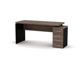 Mesa Gerência Com Pé Gaveteiro 04 Gavetas PE 40 Pandin 1,64 x 0,70 M Walnut e Preto