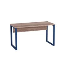 Mesa Gerência Tubular P25 Pandin 1,35 M Walnut e Azul Del Rey