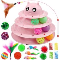 Mesa giratória de 3 níveis Cat Toys UPSKY Cat Roller Toy com 20 unidades