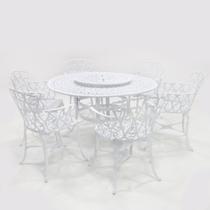 Mesa Giratória de Jardim 6 Cadeiras Alumínio Fundido Viena