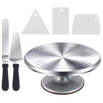 Mesa giratória para bolos Ohuhu, alumínio, 30 cm com 2 espátulas de confeiteiro, 3 pentes