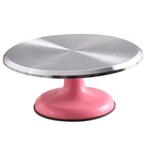 Mesa giratória para decoração de bolos Fdit Silent Bearing 25 cm rosa