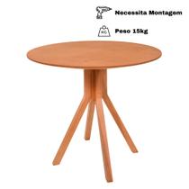 Mesa Gourmet BarRedonda em Madeira Maciça com Tampo Lâminado 90cm - Amêndoa