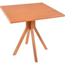 Mesa Gourmet Quadrada Pequena Restaurante Em Madeira Maciça Com Tampo Lâminado 80x80 Amêndoa